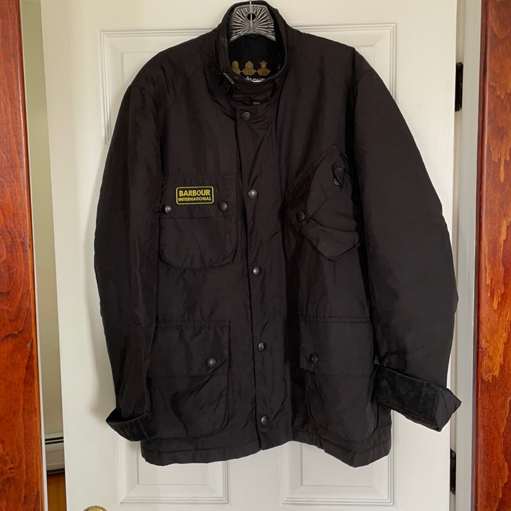 Men’s Black, waterproof, 4-pocket jacket.